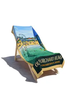 Old Orchard Beach Pier & Park Retro Travel Beach Towel