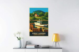Camden Harbor Maine Retro Art Canvas Print