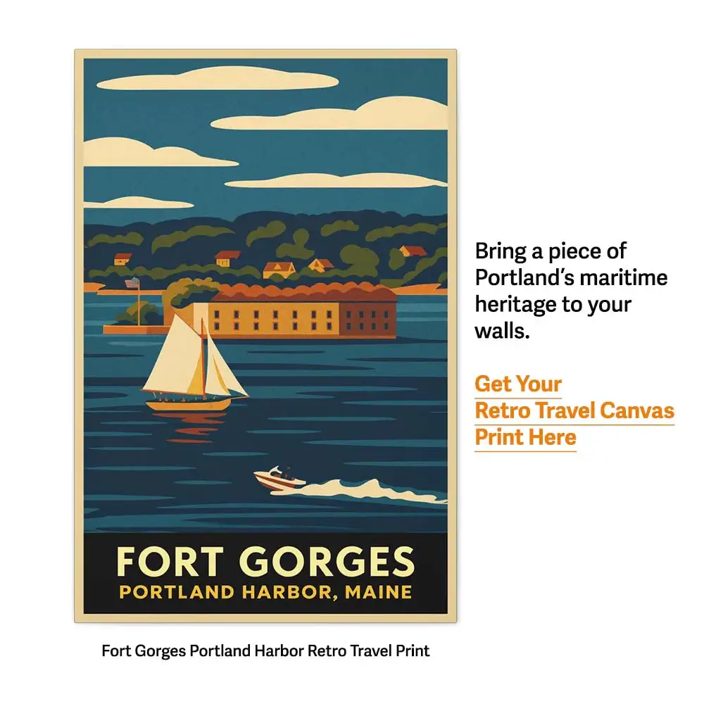 Fort Gorges Retro Art Canvas Print