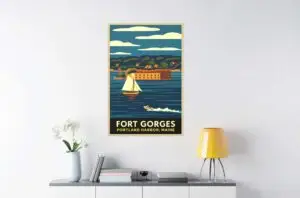 Fort Gorges Retro Wall Art Canvas Print