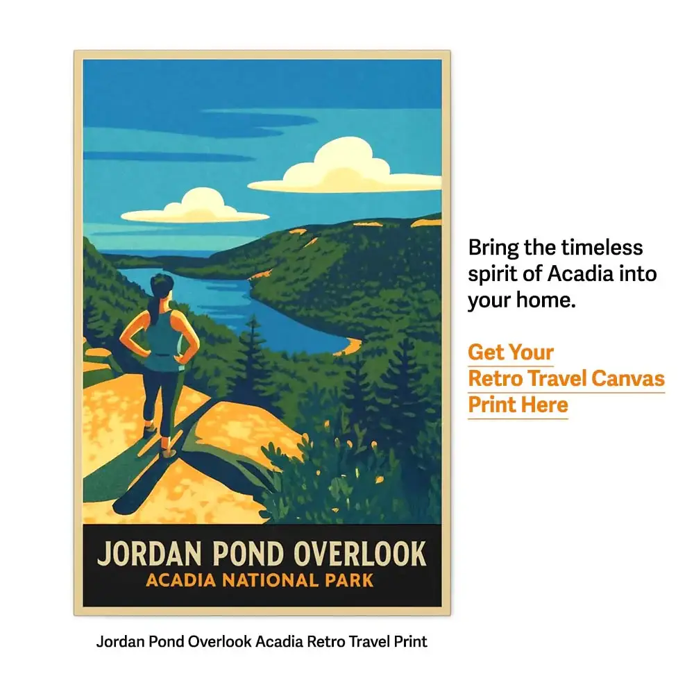 Jordan Pond Retro Art Canvas Print