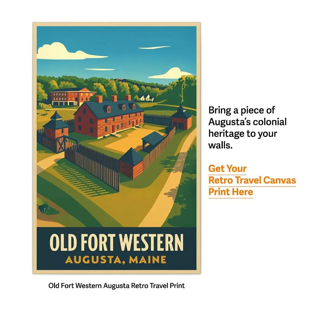 Old Fort Western Retro Art Canvas Print