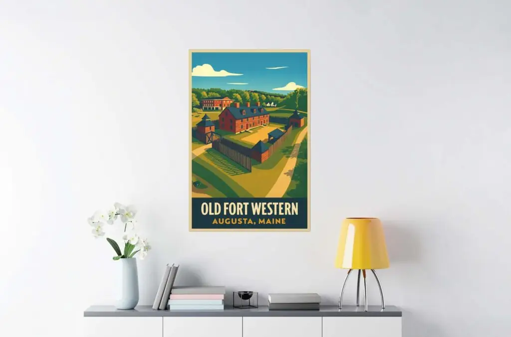 Old Fort Western Retro Art Canvas Print
