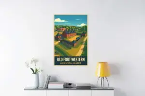 Old Fort Western Retro Art Canvas Print