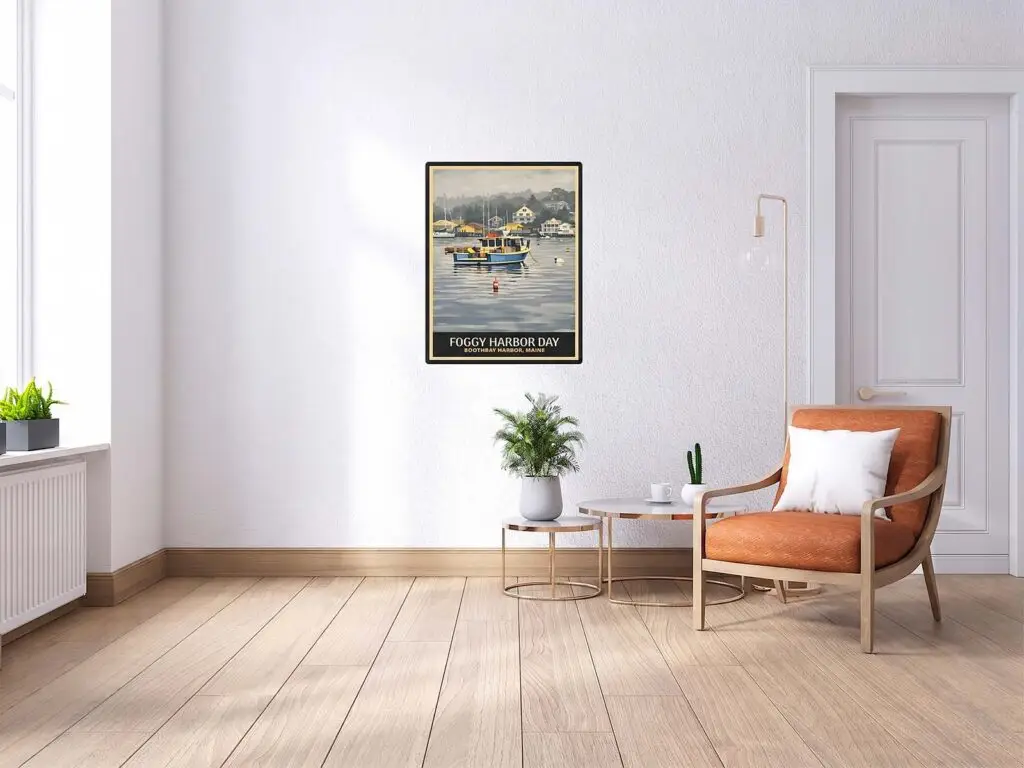 Foggy Harbor, Boothbay Harbor, Maine Wall Art Print