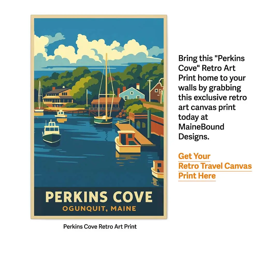 Perkins Cove Retro Art Canvas Print