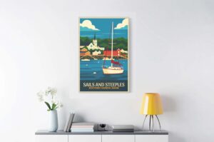 Sails & Steeples Retro Art Canvas Print