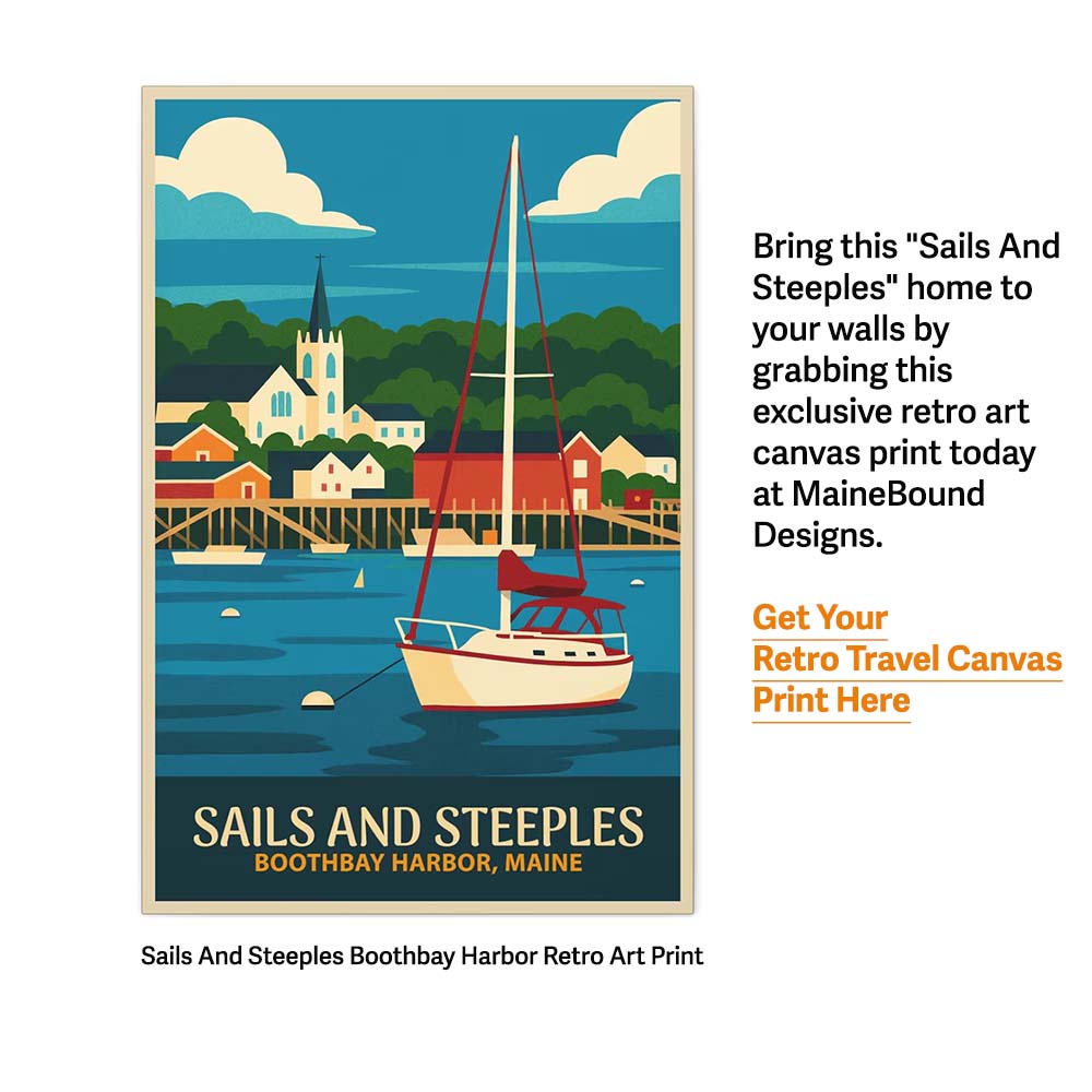 Sails & Steeples Retro Art Canvas Print