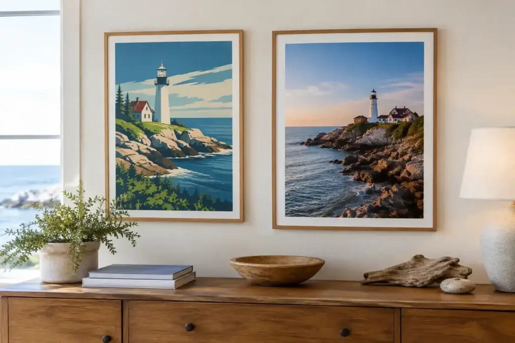 Travel Posters Versus Photographic Prints for Maine Homes